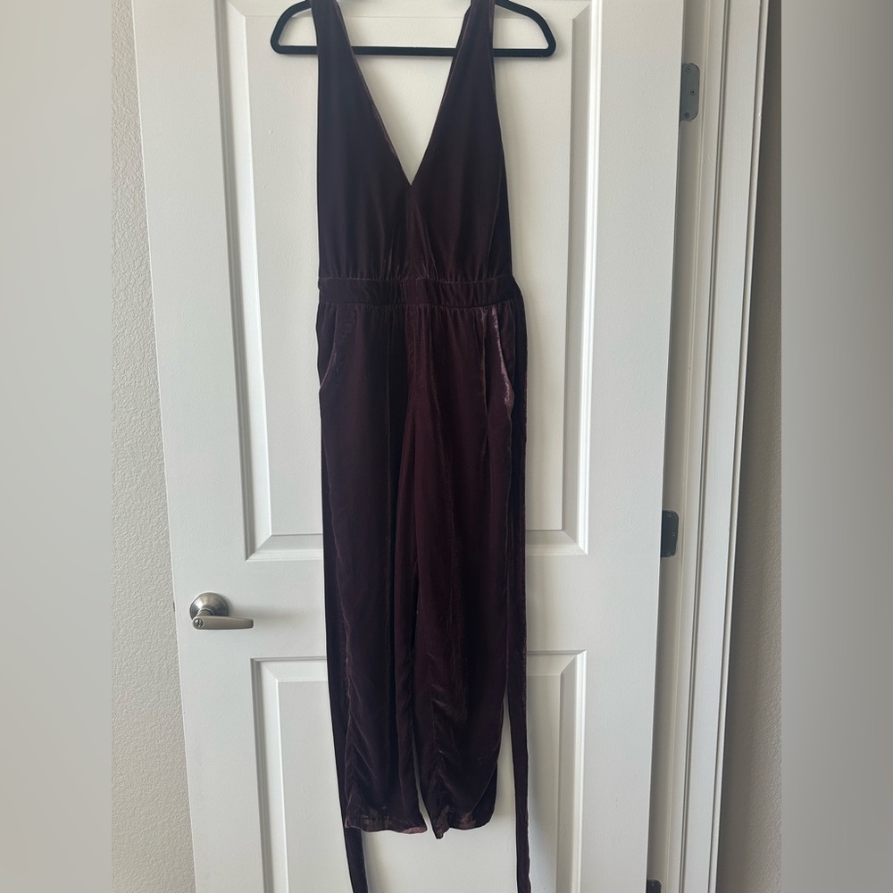 FREE PEOPLE Velvet Jumpsuit in Deep Purple